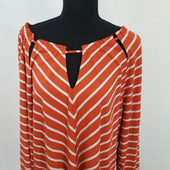 Chico's Size 16 Striped Peek-a-boo Peasant Top - Picture 3 of 10